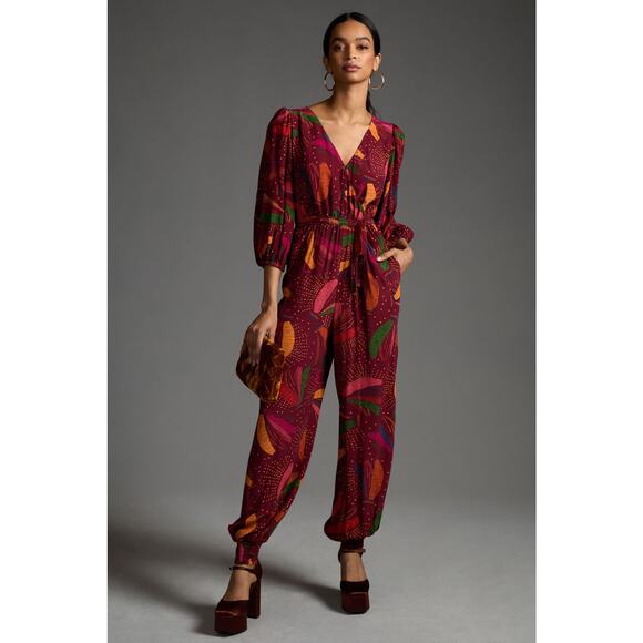 Anthropologie X Farm Rio Wrap Jumpsuit Multicolor Size XL - Picture 3 of 12